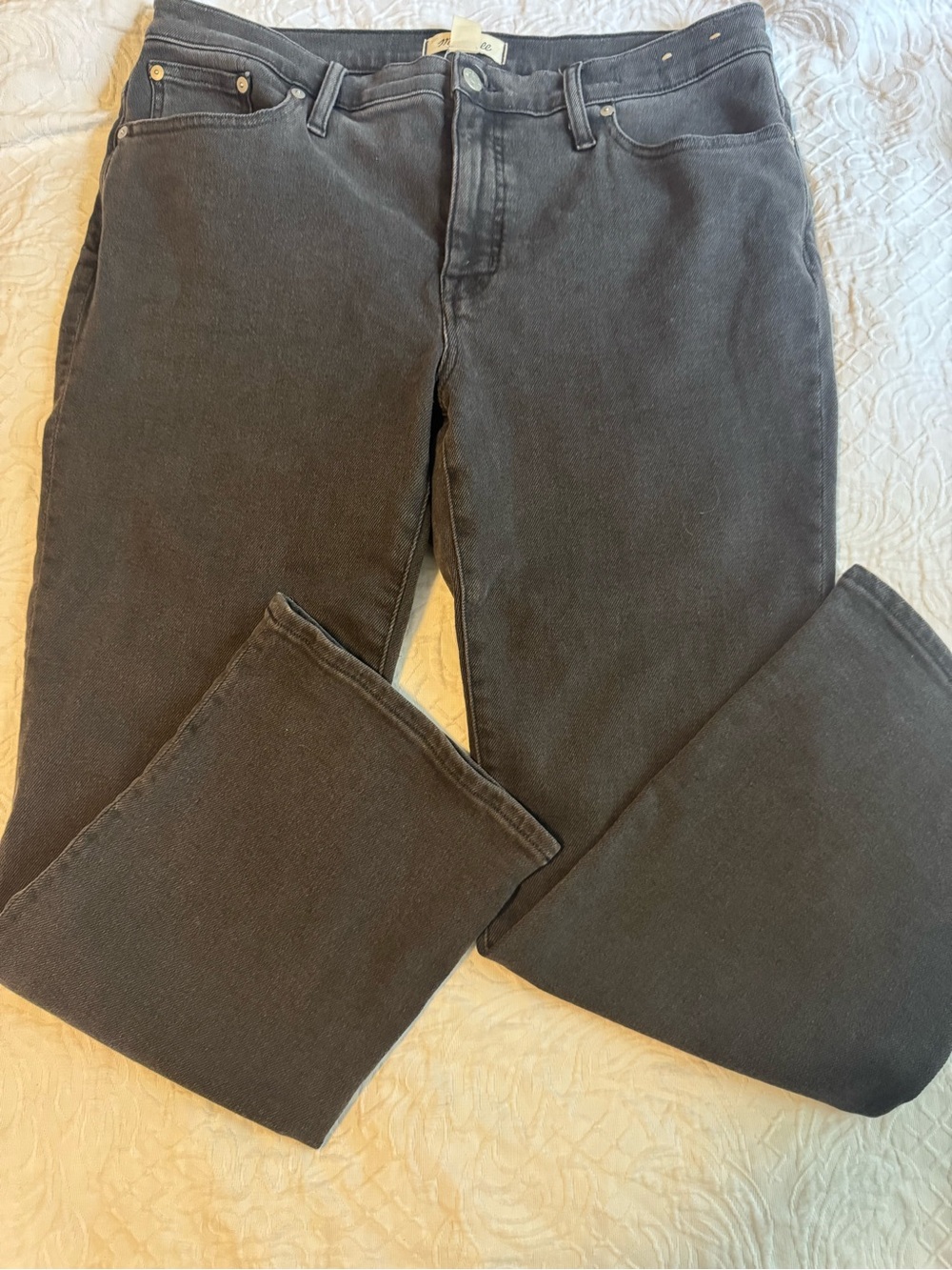 Madewell Mid-Rise Kick Out Jeans Women’s 32 Black Flare Stretch Denim